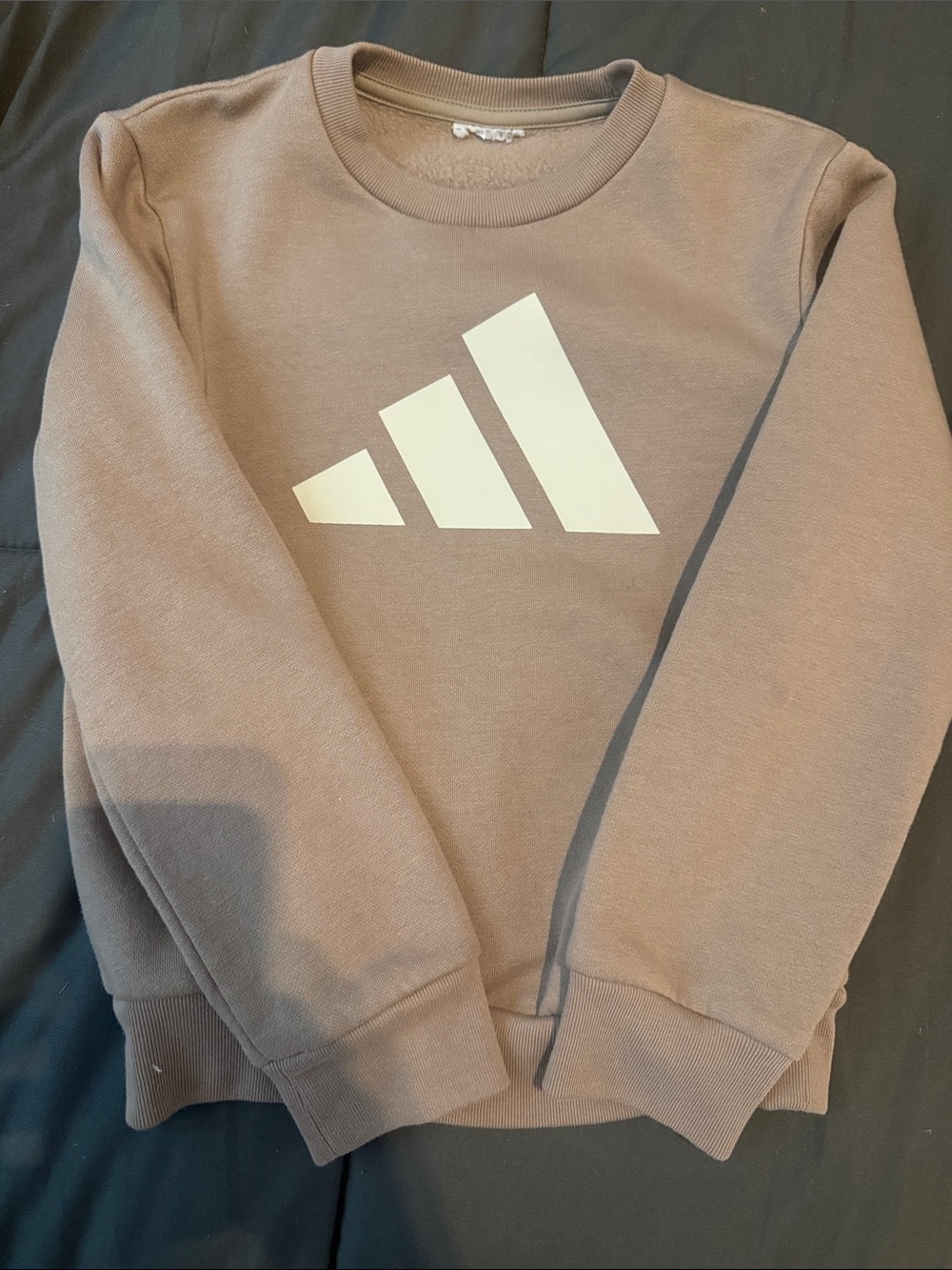 adidas Taupe Crewneck Sweatshirt with White Logo
